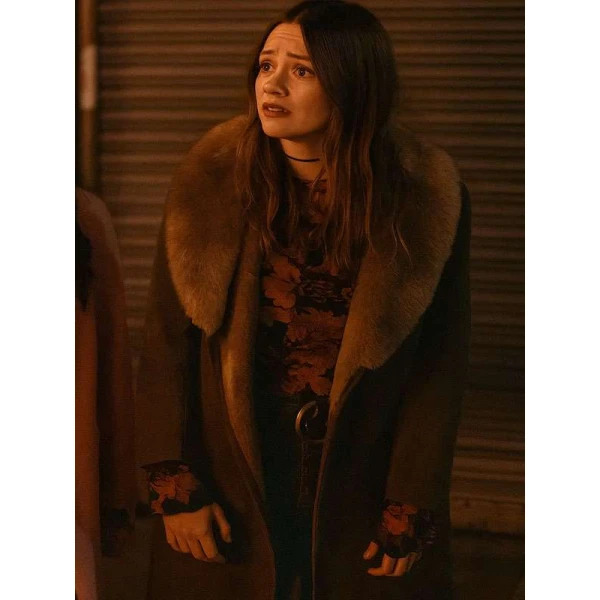 Daddy Issues S01 Aimee Lou Wood Shearling Leather Coat
