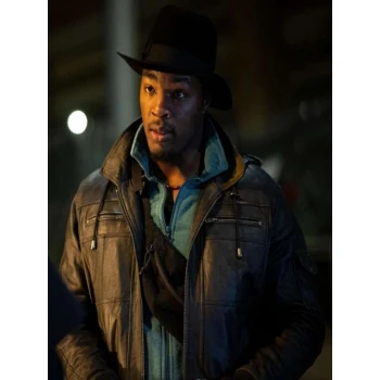 Daniel Ezra The Running Man 2025 Black Leather Jacket