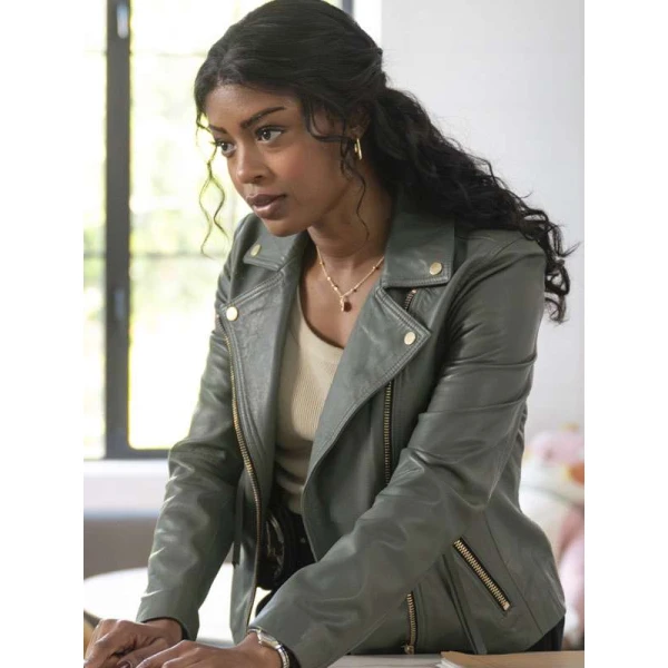 Daphne Forrester High Potential Green Leather Jacket Daphne Forrester High Potential Green Leather Jacket