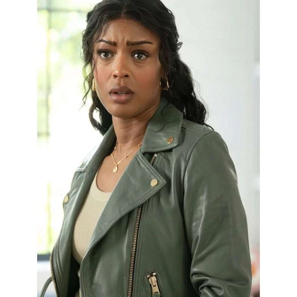 Daphne Forrester High Potential Green Leather Jacket Daphne Forrester High Potential Green Leather Jacket