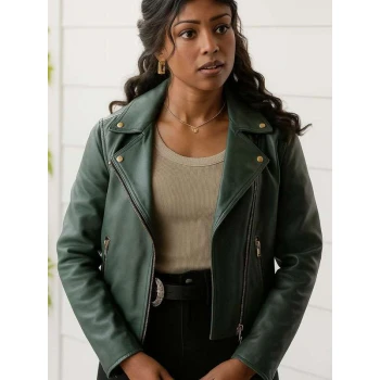 Daphne Forrester High Potential Green Leather Jacket Daphne Forrester High Potential Green Leather Jacket