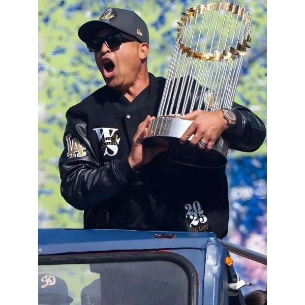 Dave Roberts Dodgers World Series Championship Parade Varsity Jacket