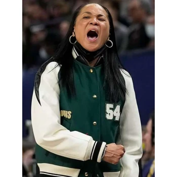 Dawn Staley 54 Green and White Letterman Jacket