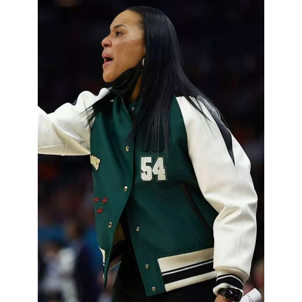 Dawn Staley 54 Green and White Letterman Jacket