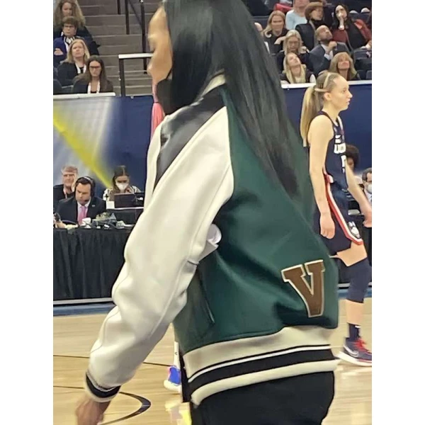 Dawn Staley 54 Green and White Letterman Jacket