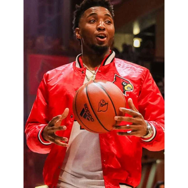 Donovan Mitchell Louisville Cardinals Red Satin Jacket
