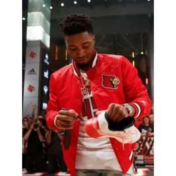 Donovan Mitchell Louisville Cardinals Red Satin Jacket