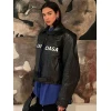 Dua Lipa Balenciaga Black Leather Jacket