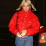 Dua Lipa NYC Red Puffer Jacket