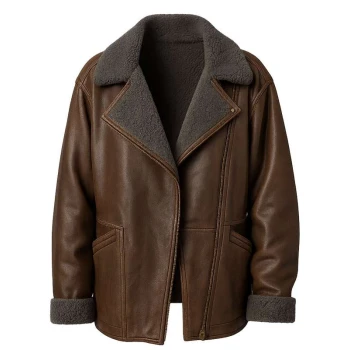 Ella McCay Emma Mackey Brown Shearling Jacket