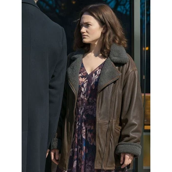 Ella McCay Emma Mackey Brown Shearling Jacket