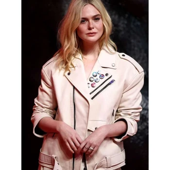 Elle Fanning Predator Badlands 2025 Leather Jacket