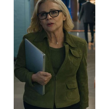 Elsbeth S03 Amy Sedaris Green Suede Leather Jacket