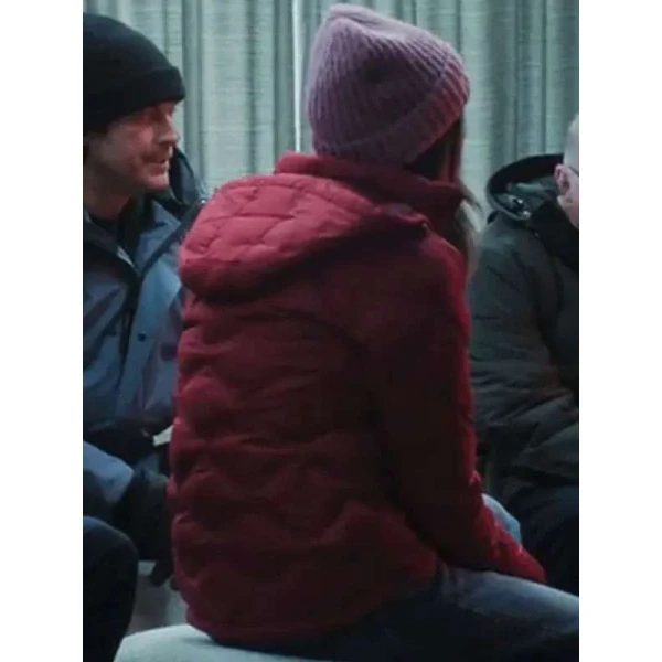 Emily Hall A Merry Little Ex-Mas Red Puffer Jacket