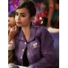 Stylish Emily in Paris Season 2 Emily Cooper Purple Leather Jacket