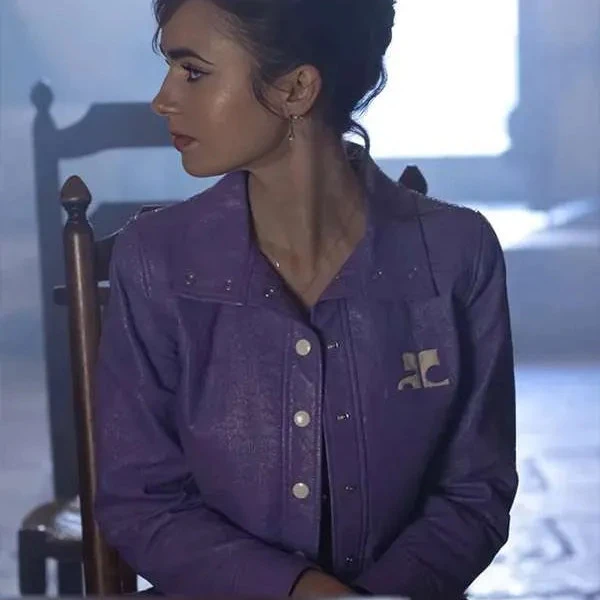 Emily in Paris Purple Leather Jacket – Emily Cooper’s Chic TV Series Style