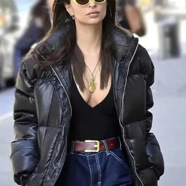 Emily Ratajkowski Black Puffer Jacket Emily Ratajkowski Black Puffer Jacket