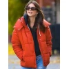 Emily Ratajkowski Orange Puffer Jacket