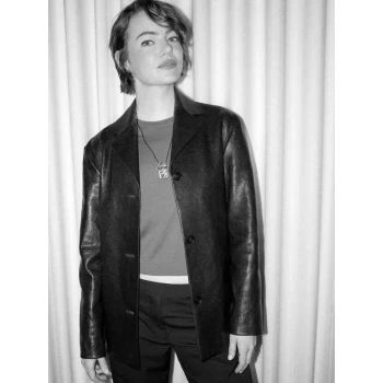 Emma Stone Bugonia Black Leather Jacket