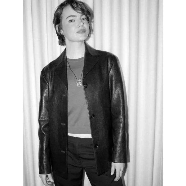Emma Stone Bugonia Black Leather Jacket