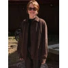 Emma Stone Bugonia Brown Suede Shirt