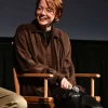 Emma Stone Bugonia Brown Suede Shirt