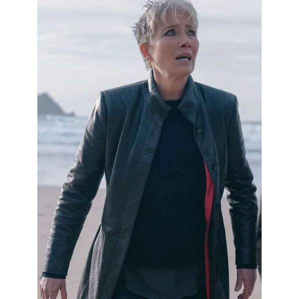 Emma Thompson Down Cemetery Road Black Leather Coat