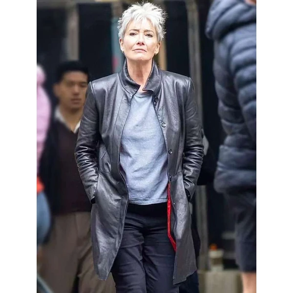 Emma Thompson Down Cemetery Road Black Leather Coat