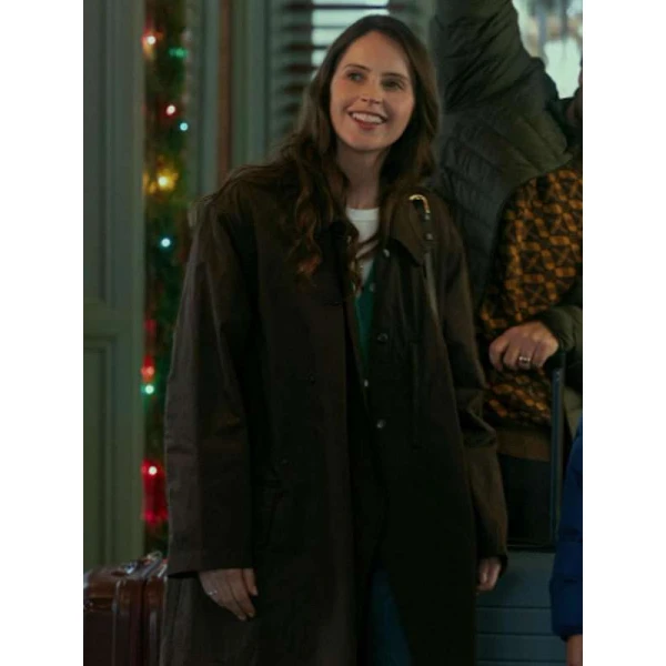 Felicity Jones Oh What Fun 2025 Trench Coat