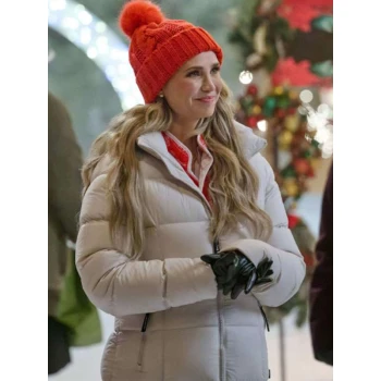 Fiona Gubelmann A Royal Montana Christmas White Puffer Coat