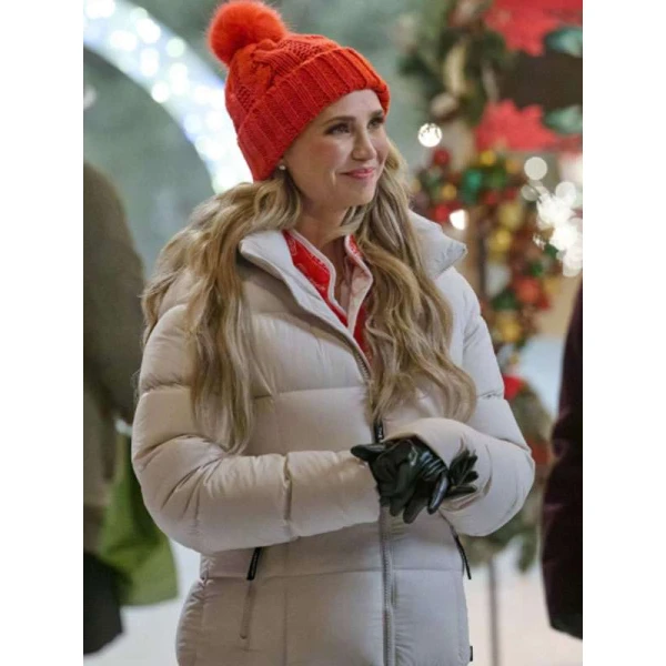 Fiona Gubelmann A Royal Montana Christmas White Puffer Coat