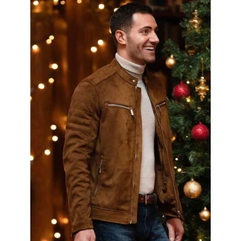 Garrett Marcantel 12 Dates of Christmas Brown Leather Jacket