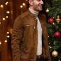 Garrett Marcantel 12 Dates of Christmas Brown Leather Jacket