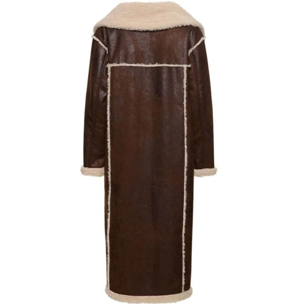 Gigi Hadid NYC 2025 Shearling Brown Leather Coat