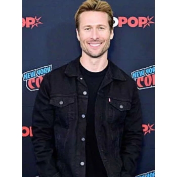 Glen Powell The Running Man 2025 Black Denim Jacket