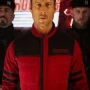Glen Powell The Running Man 2025 Red Jacket