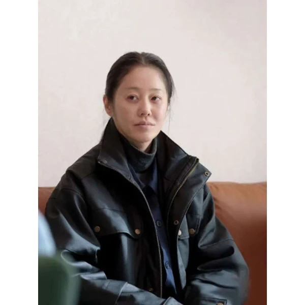 Go Hyun-jung Queen Mantis Black Leather Jacket