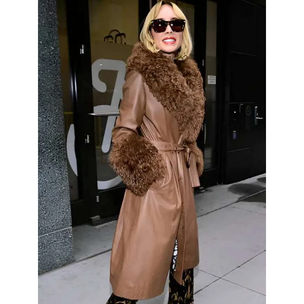 Goldie Boutilier Brown Shearling Leather Coat