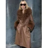 Goldie Boutilier Brown Shearling Leather Coat