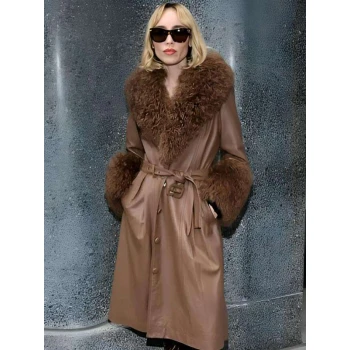Goldie Boutilier Brown Shearling Leather Coat