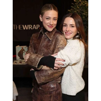 Hal and Harper Movie Event Lili Reinhart Brown Leather Jacket