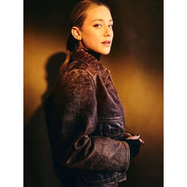 Hal and Harper Movie Event Lili Reinhart Brown Leather Jacket