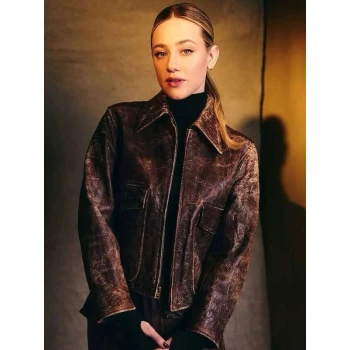 Hal and Harper Movie Event Lili Reinhart Brown Leather Jacket