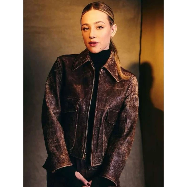 Hal and Harper Movie Event Lili Reinhart Brown Leather Jacket