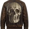 Halloween Brown Skull Leather Jacket