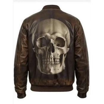 Halloween Brown Skull Leather Jacket