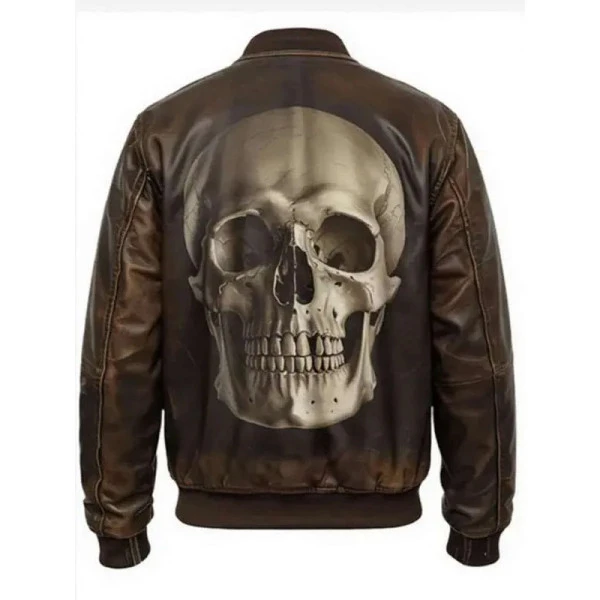 Halloween Brown Skull Leather Jacket