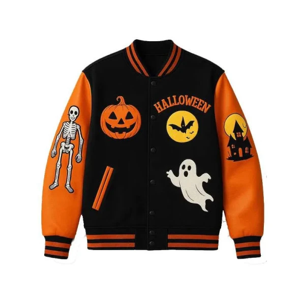 Haunted House Skeleton Varsity Jacket