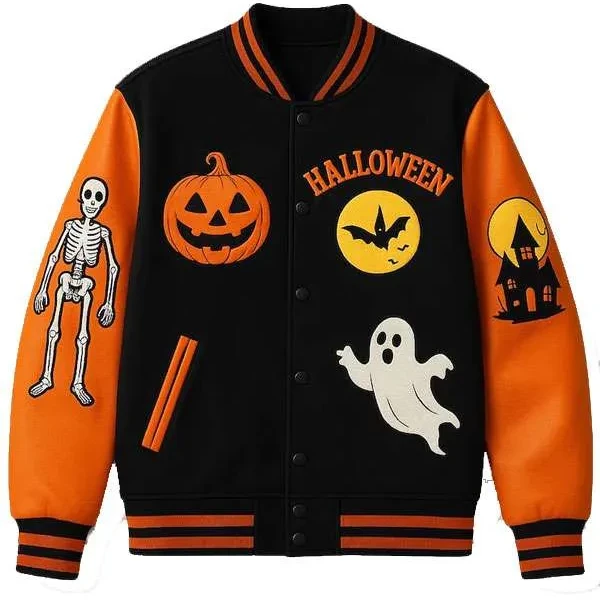 Haunted House Skeleton Varsity Jacket Haunted House Skeleton Varsity Jacket