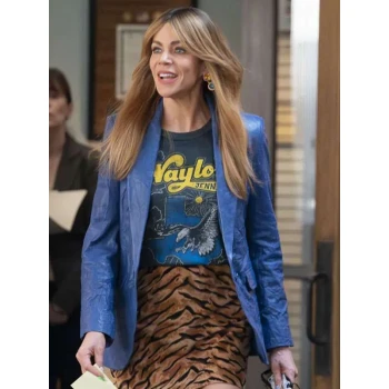 High Potential S02 Kaitlin Olson Blue Leather Blazer